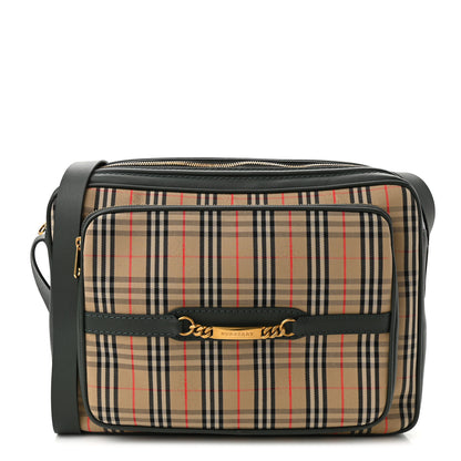 Burberry Smooth Calfskin 1983 Knight Check Link Large Camera Bag Dark Forest Green 1 of 10