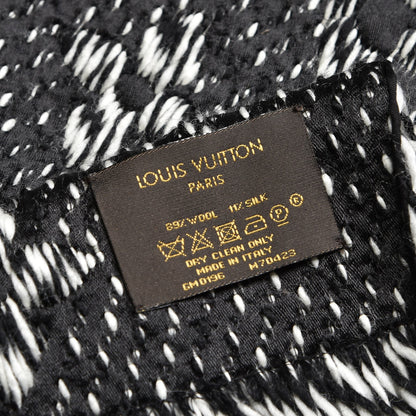 Louis Vuitton Wool Silk Logomania Mix Scarf Black 4 of 4