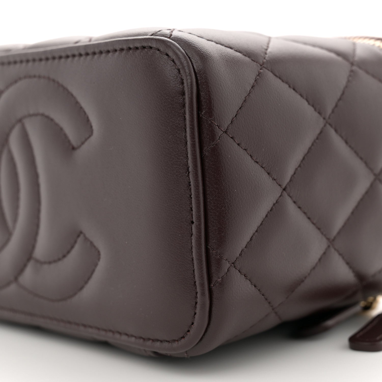Chanel Lambskin Quilted Small Top Handle Vanity Case With Chain Dark Brown 10 of 11