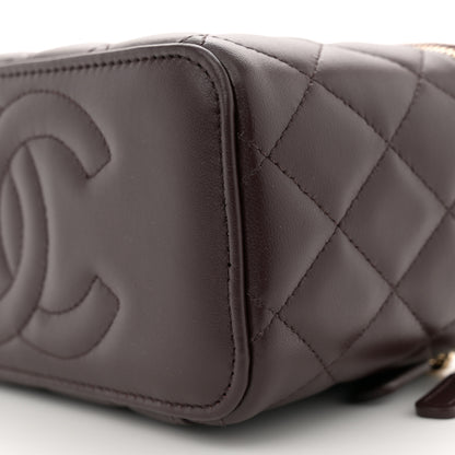 Chanel Lambskin Quilted Small Top Handle Vanity Case With Chain Dark Brown 10 of 11