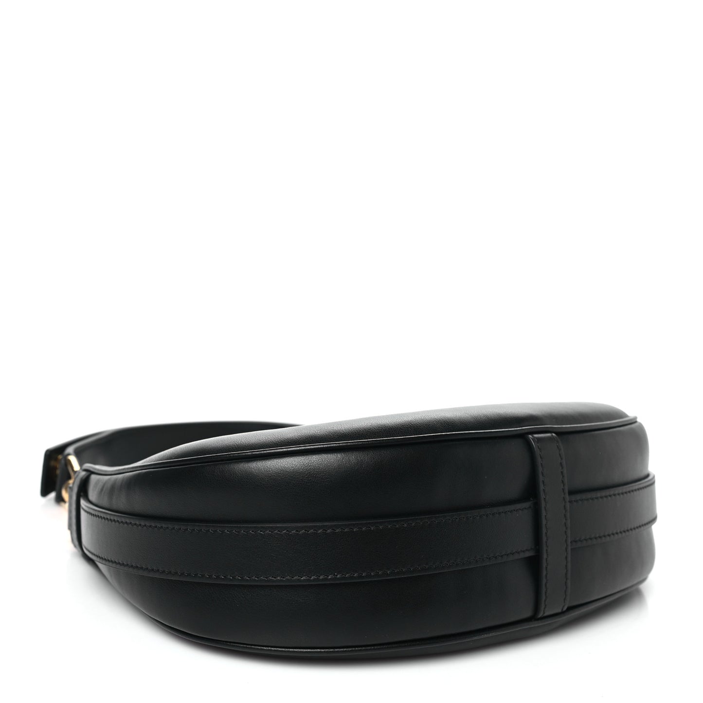 Smooth Calfskin Medium Strap Ava Shoulder Bag Black