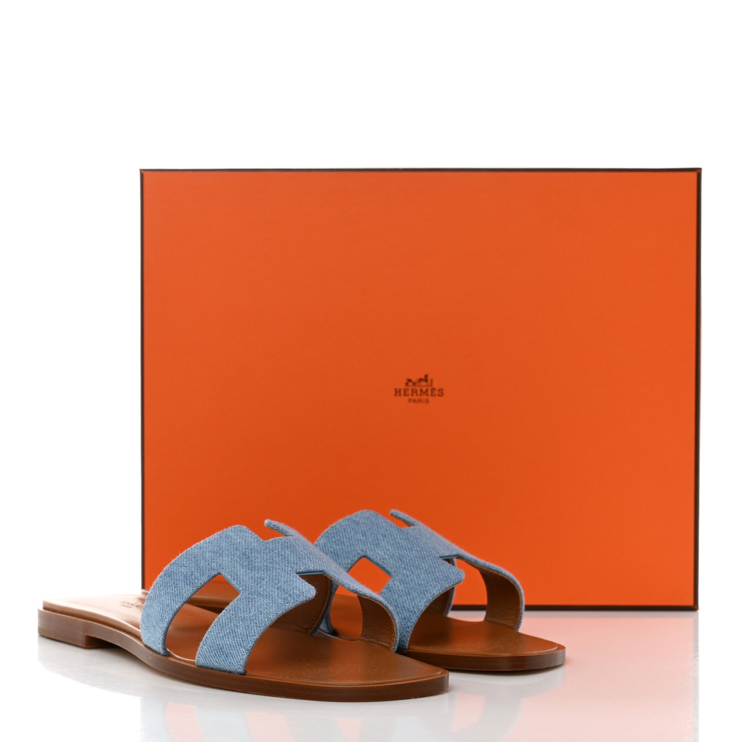 Hermes Denim Canvas Oran Sandals 38 Bleu Clair 9 of 9
