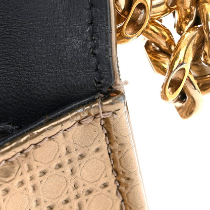 Christian Dior Metallic Patent Micro-Cannage Medium Diorama Flap Bag Gold 11 of 16