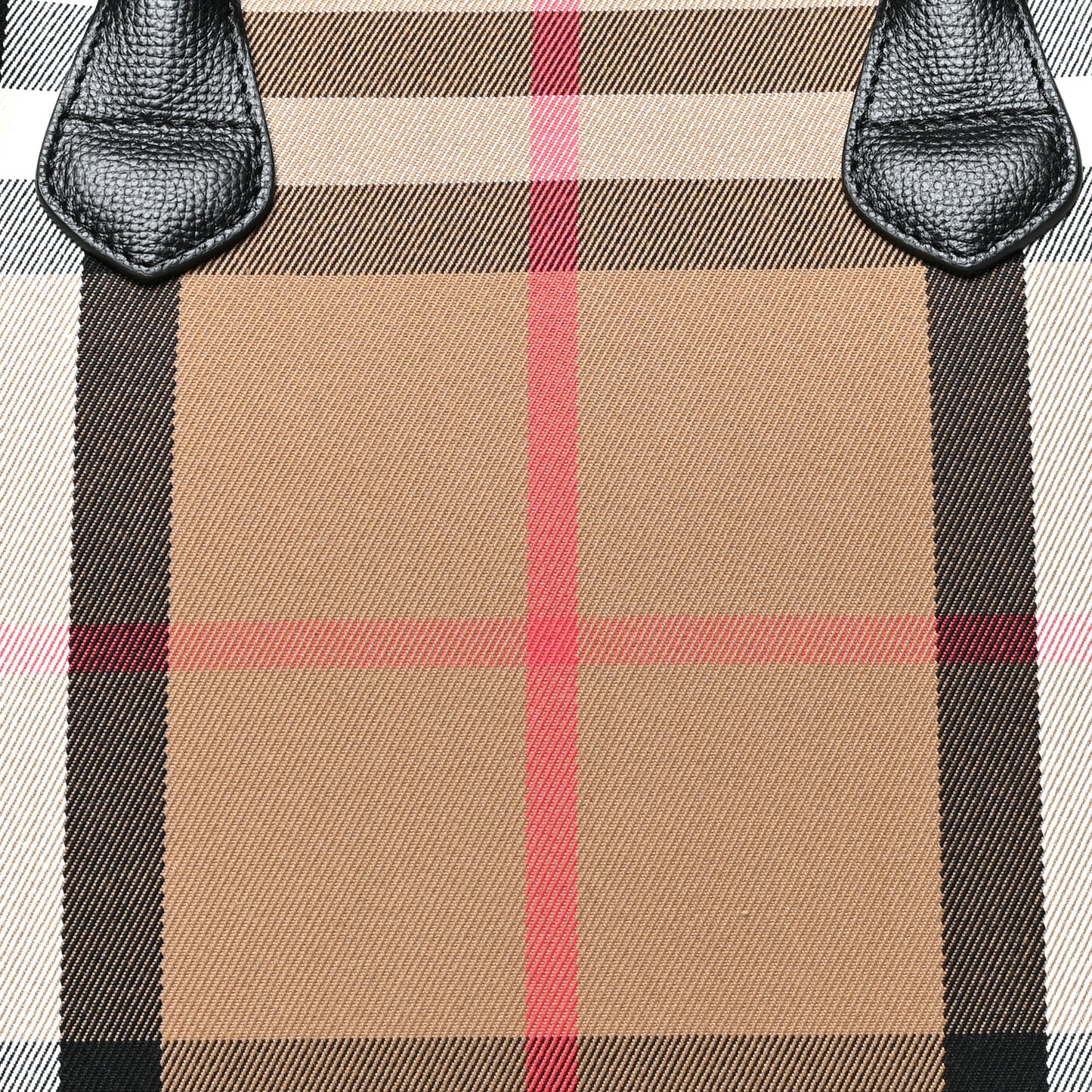 House Check Grainy Calfskin Medium Banner Tote Black