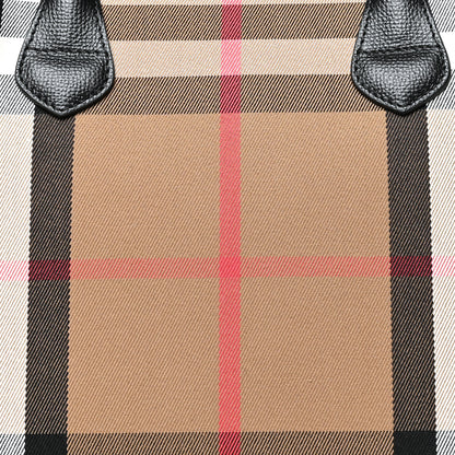 Burberry House Check Grainy Calfskin Medium Banner Tote Black 7 of 9