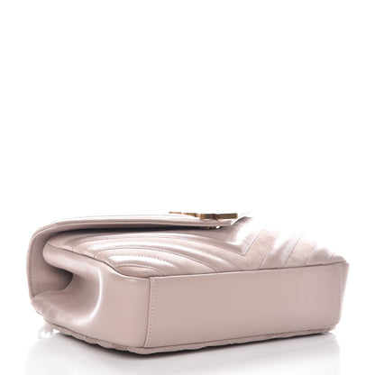 Saint Laurent Calfskin Suede Matelasse Chevron Medium Monogram College Bag Rose Poudre 4 of 13