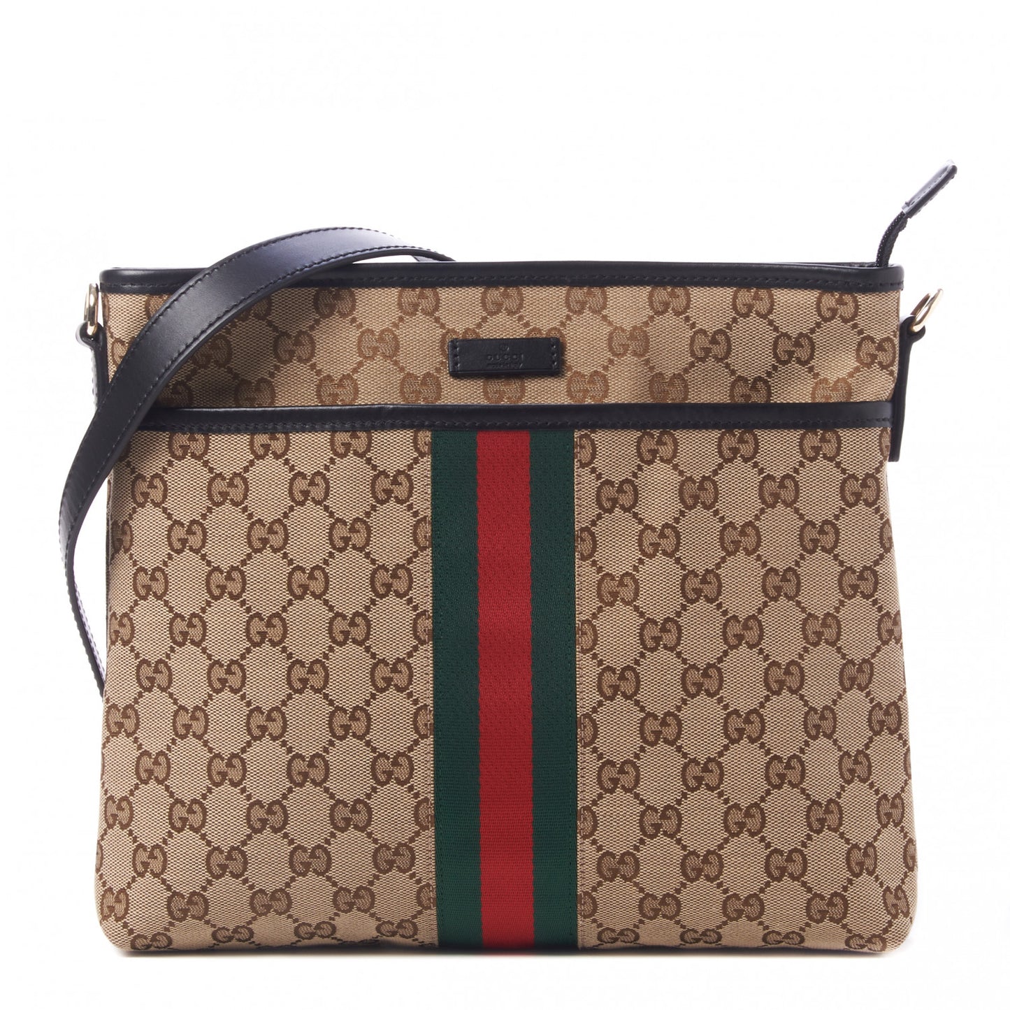GG Monogram Web Flat Messenger Bag Black