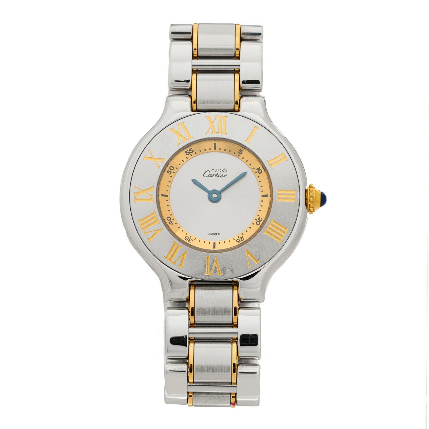 Stainless Steel 18K Yellow Gold 28mm Must de 21 Quartz Watch