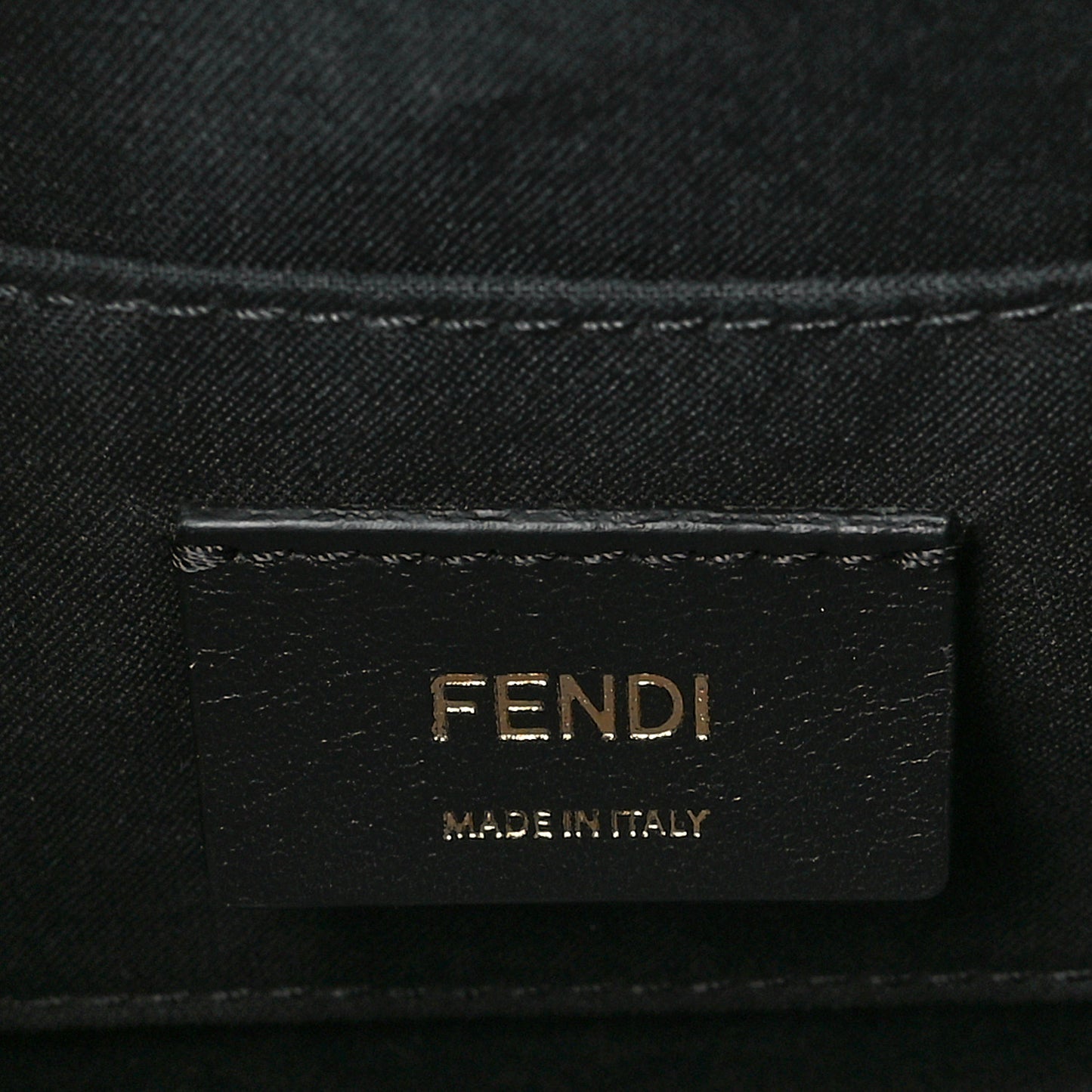 Glazed Fabric Vitello Century F is Fendi FF 1974 Stamp Patch Camera Case Mogano Panna Black