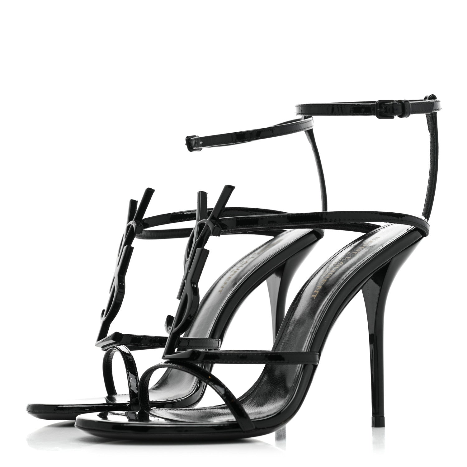 Saint Laurent Patent Calfskin Cassandra 110 Sandals 37 Black 3 of 11