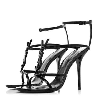 Saint Laurent Patent Calfskin Cassandra 110 Sandals 37 Black 3 of 11