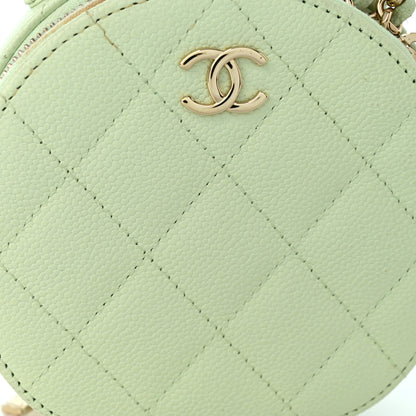 Chanel Caviar Quilted Round Handle With Care Vanity With Chain Light Green 9 of 12