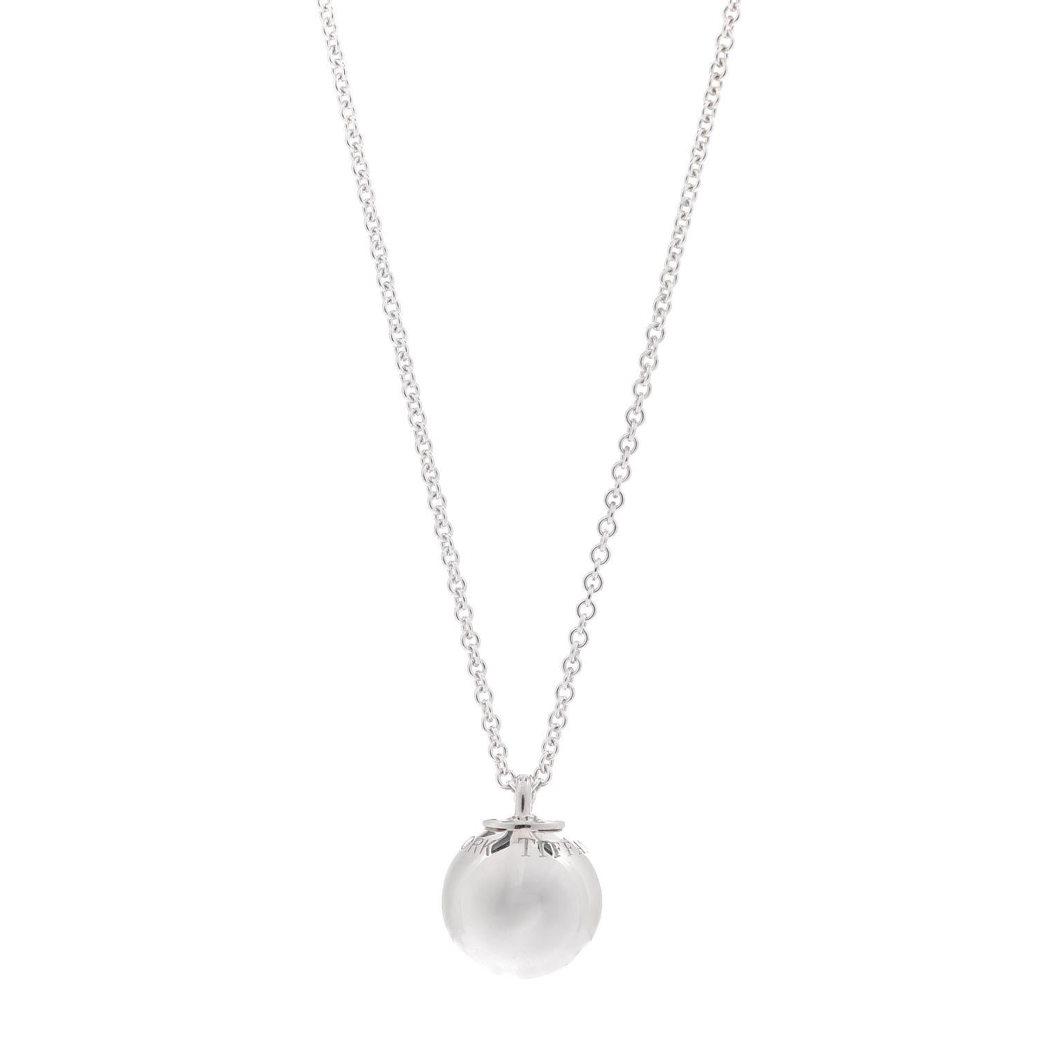 Tiffany Sterling Silver 12.75mm HardWear Ball Pendant Necklace 1 of 6