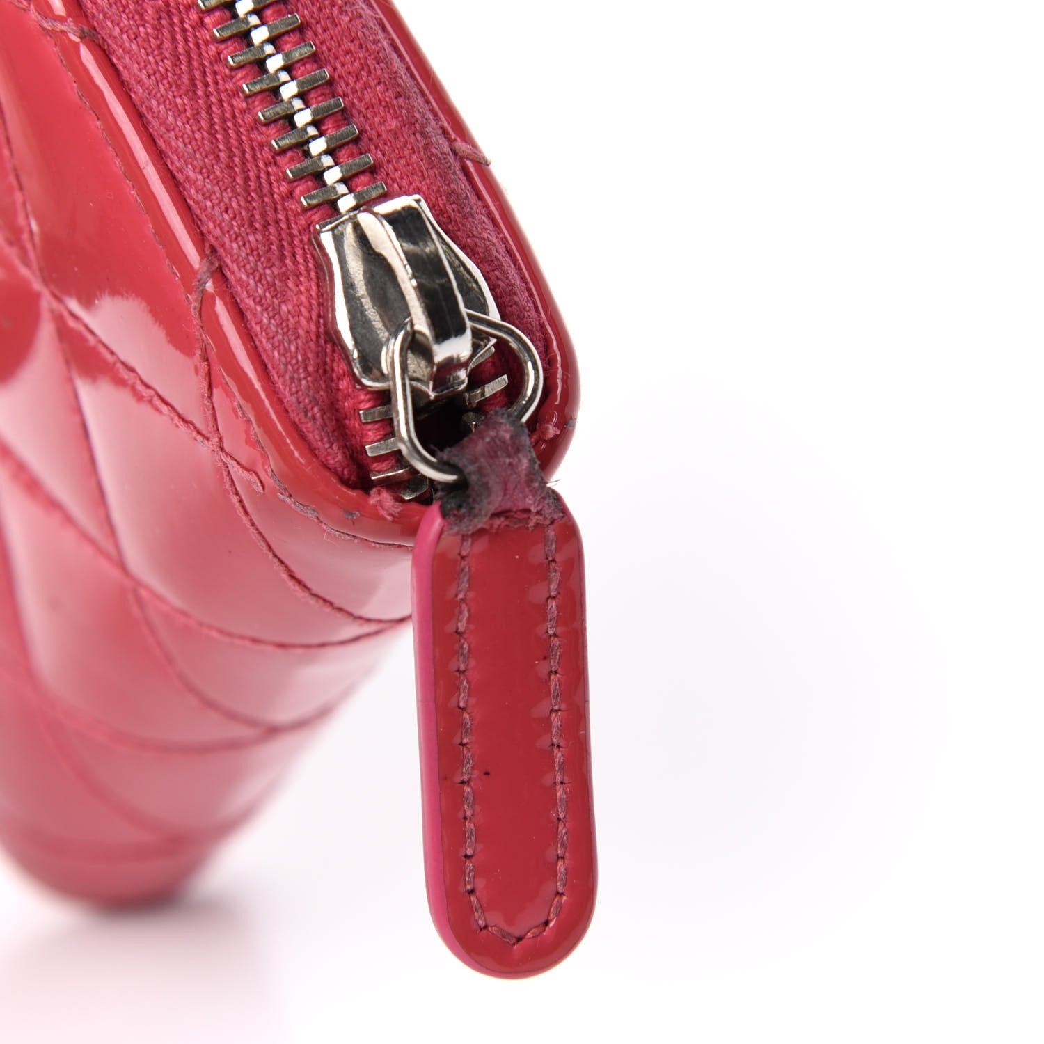 Chanel Patent Calfskin Quilted Zip Coin Purse Dark Pink 9 of 9