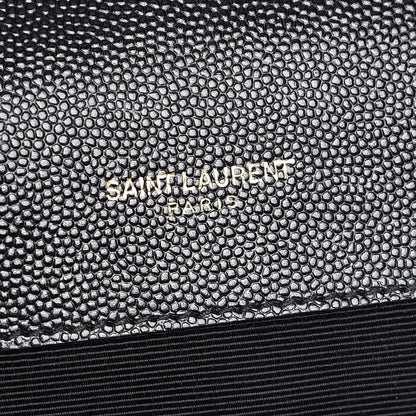 Saint Laurent Grain De Poudre Matelasse Chevron Large Monogram Satchel Black 6 of 8