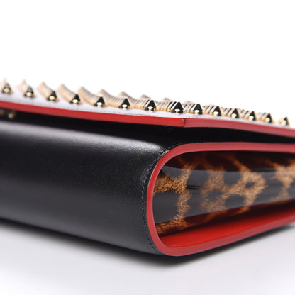 Christian Louboutin Calfskin Patent Leopard Spikes Paloma Clutch Black 9 of 12