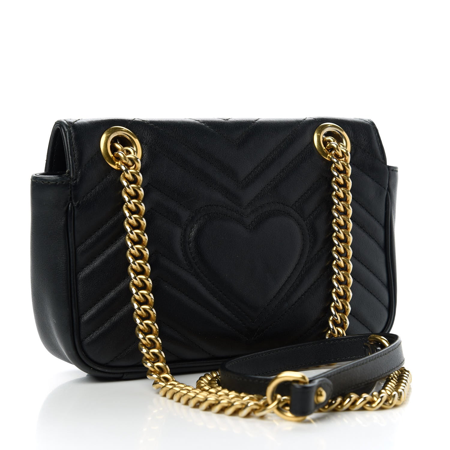 Gucci Calfskin Matelasse Mini GG Marmont Shoulder Bag Black 3 of 11