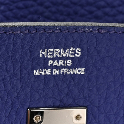 Hermes Taurillon Clemence Birkin 25 Bleu Electrique 6 of 13