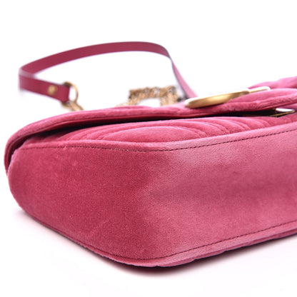 Gucci Velvet Matelasse Small GG Marmont Shoulder Bag Light Raspberry Rose 8 of 10