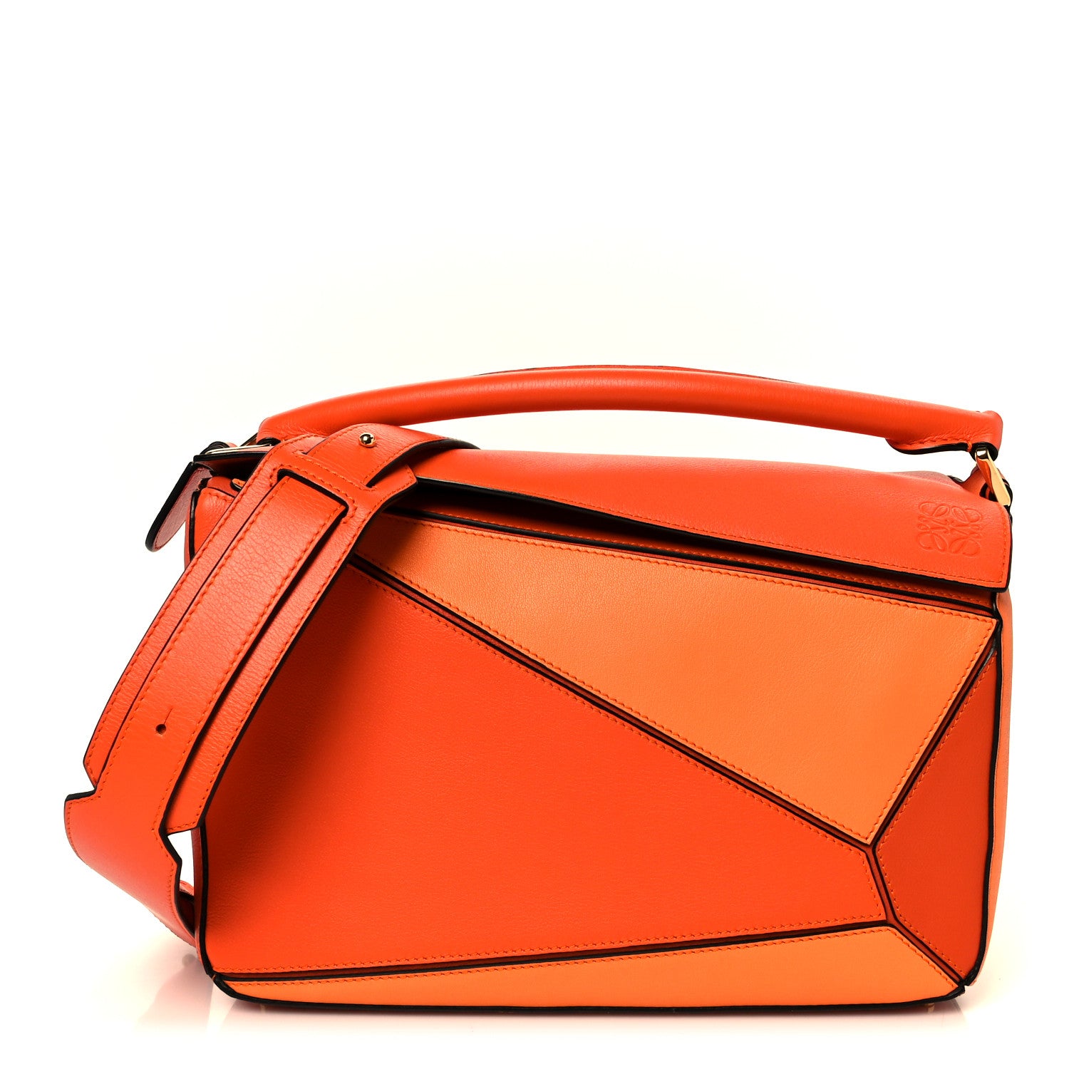 Loewe Calfskin Medium Puzzle Bag Orange Multi 1 of 10