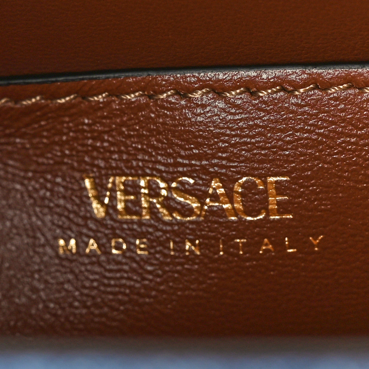 Versace Denim Small La Medusa Chain Top Handle Bag Navy Blue 6 of 9
