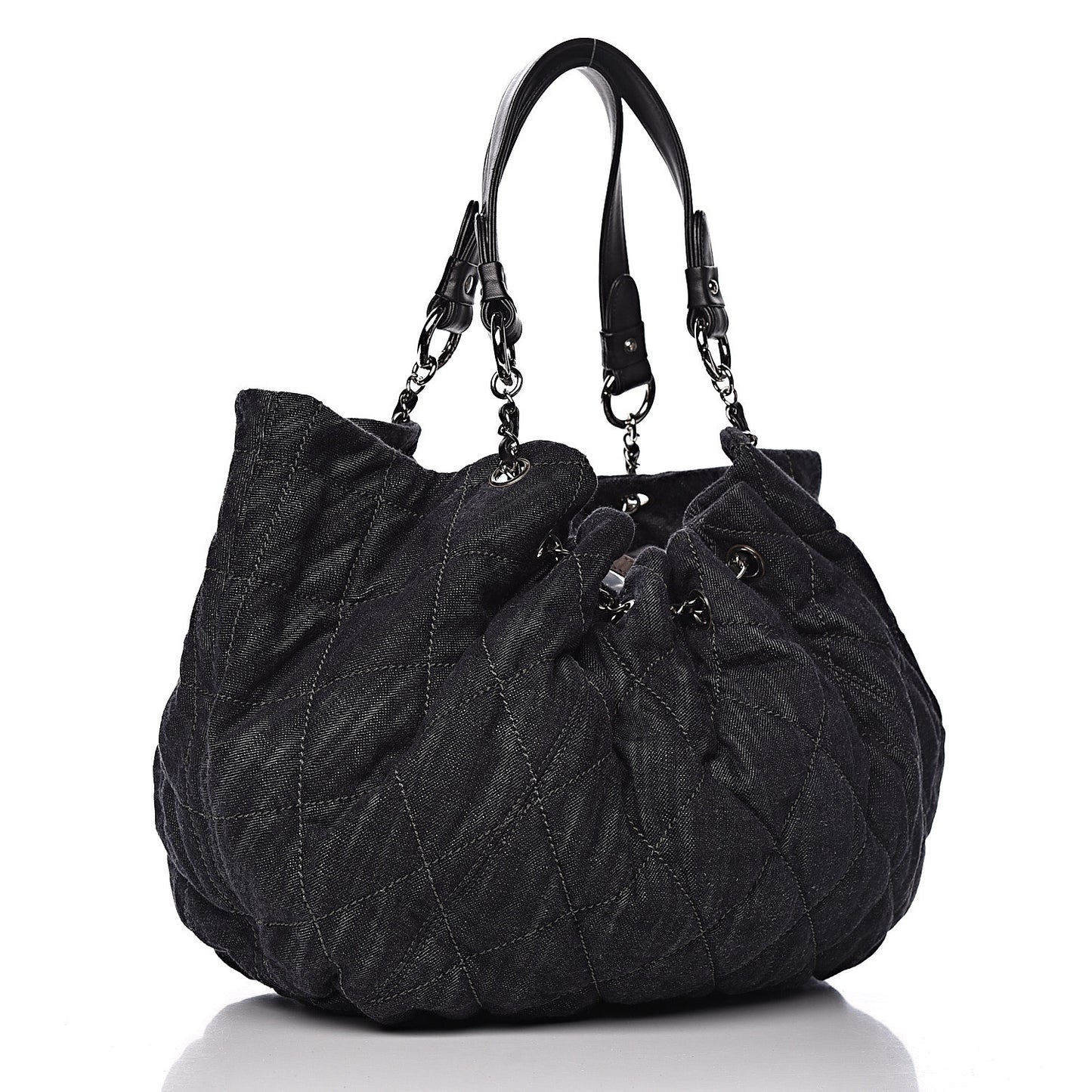 Denim Quilted Stretch Spirit Large Cabas Tote Blue