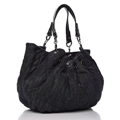 Chanel Denim Quilted Stretch Spirit Large Cabas Tote Blue 3 of 11