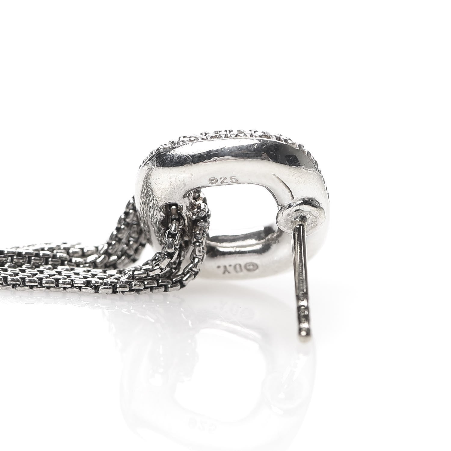 David Yurman Sterling Silver Diamond Waterfall Drop Earrings 4 of 5