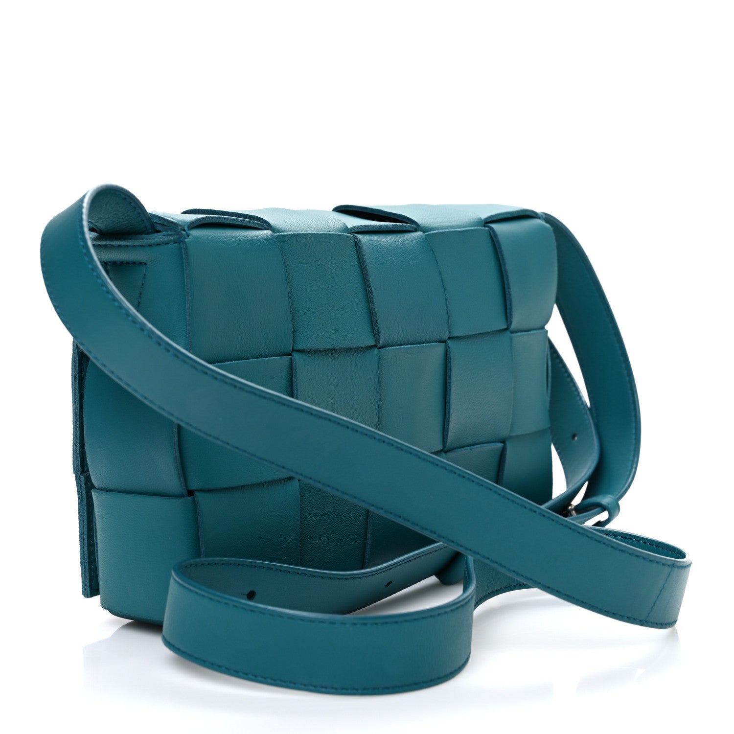 Bottega Veneta Lambskin Maxi Intrecciato Cassette Crossbody Bag Petrol Blue 3 of 11