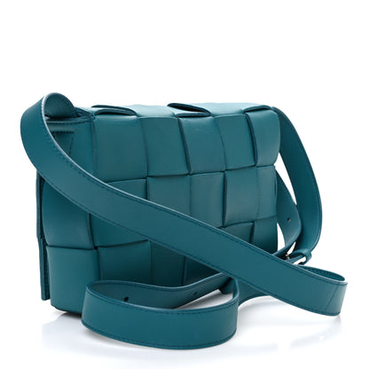 Bottega Veneta Lambskin Maxi Intrecciato Cassette Crossbody Bag Petrol Blue 3 of 11