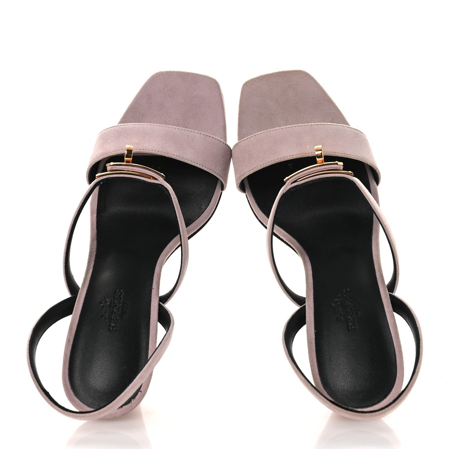 Hermes Suede Goatskin Glamour 95 Sandals 37 Rose Porcelaine 2 of 15