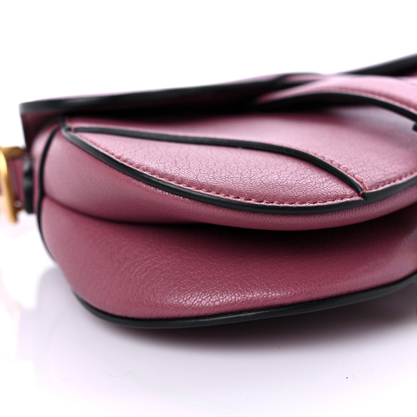 Grained Calfskin Mini Saddle Bag Mallow Rose