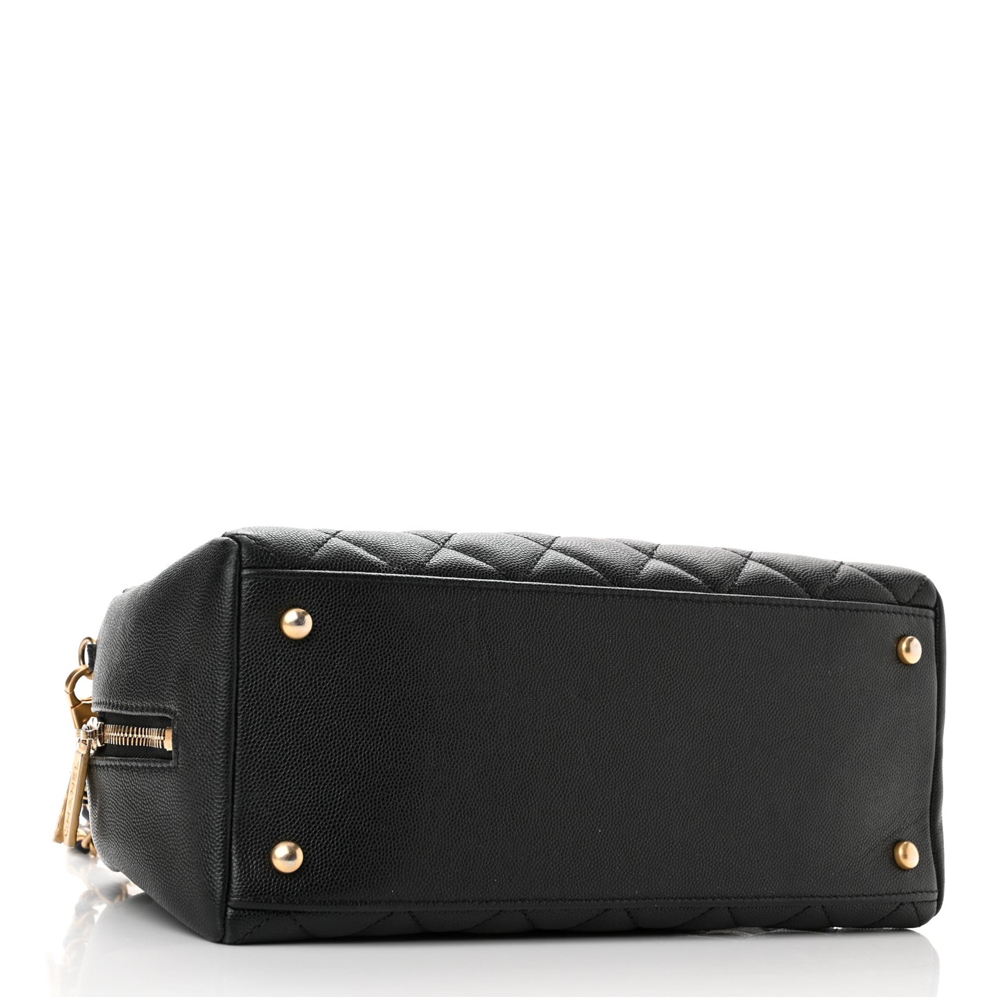 Caviar Lizard Quilted Coco Handle Bowler Black