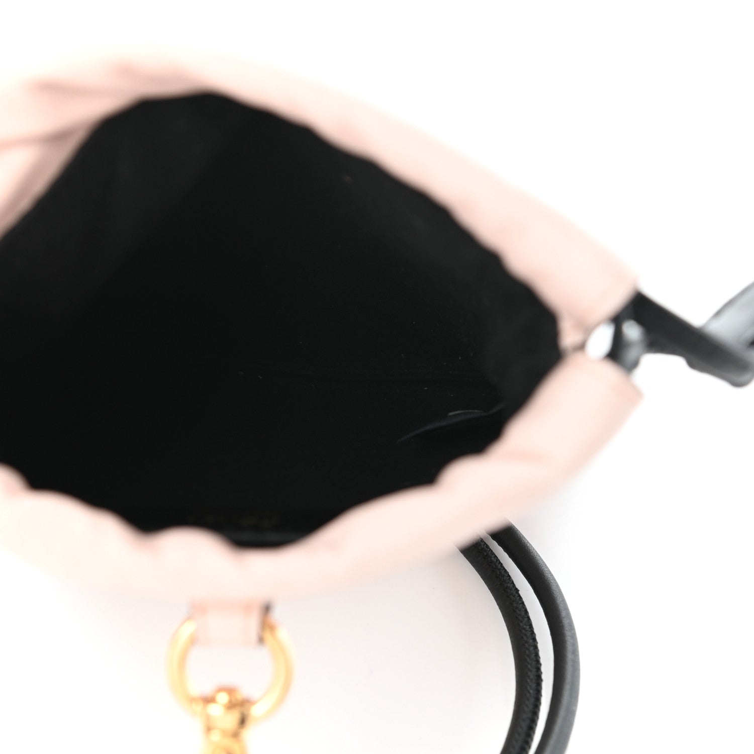 Fendi Soft Nappa Logo Mini Drawstring Pouch Bag Rosa Quarzo Black 6 of 8