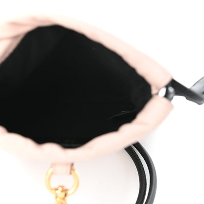 Fendi Soft Nappa Logo Mini Drawstring Pouch Bag Rosa Quarzo Black 6 of 8
