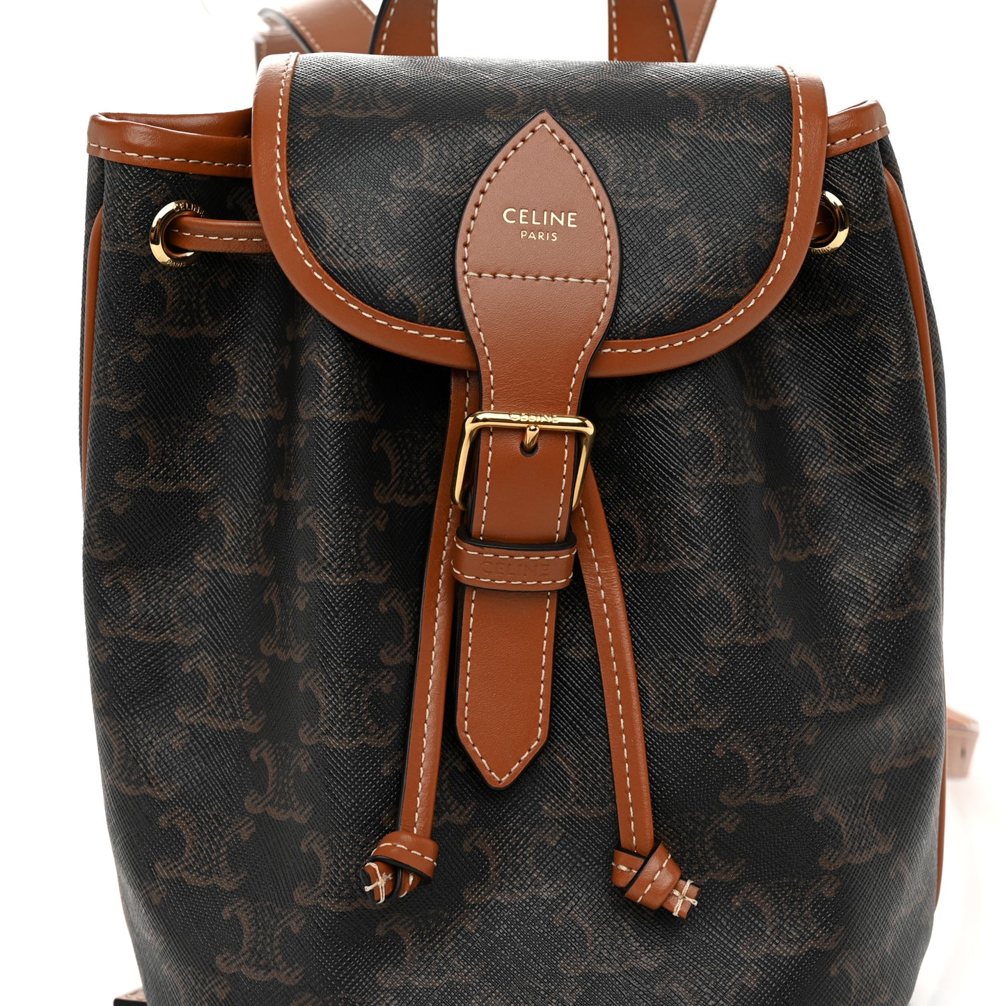 Triomphe Canvas Calfskin Mini Folco Backpack Tan