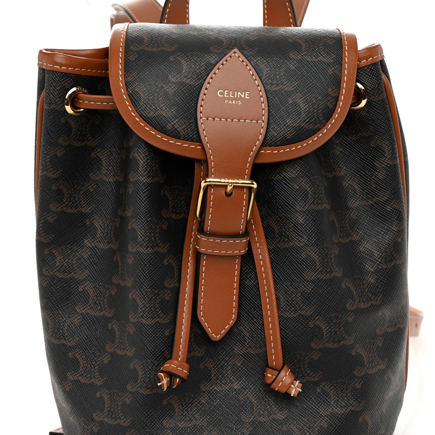 Celine Triomphe Canvas Calfskin Mini Folco Backpack Tan 9 of 11