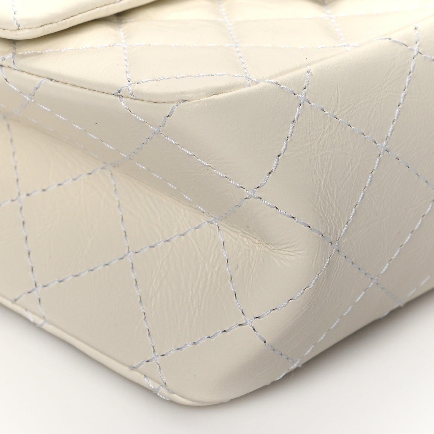 Aged Calfskin Quilted 2.55 Reissue Mini Flap White