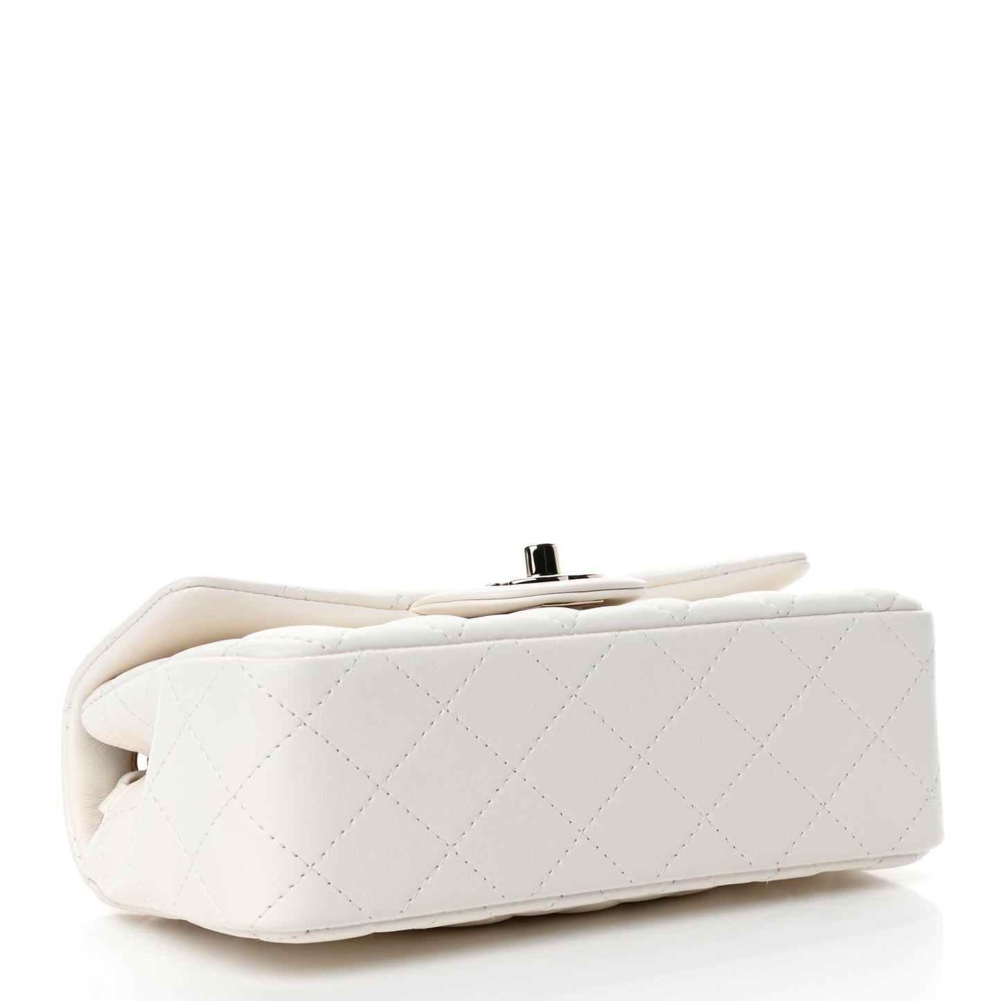 Lambskin Quilted Mini Rectangular Flap White