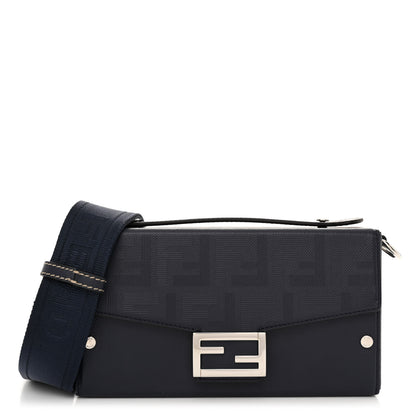 Fendi Vitello King FF Lines Embossed Baguette Soft Trunk Midnight 1 of 11