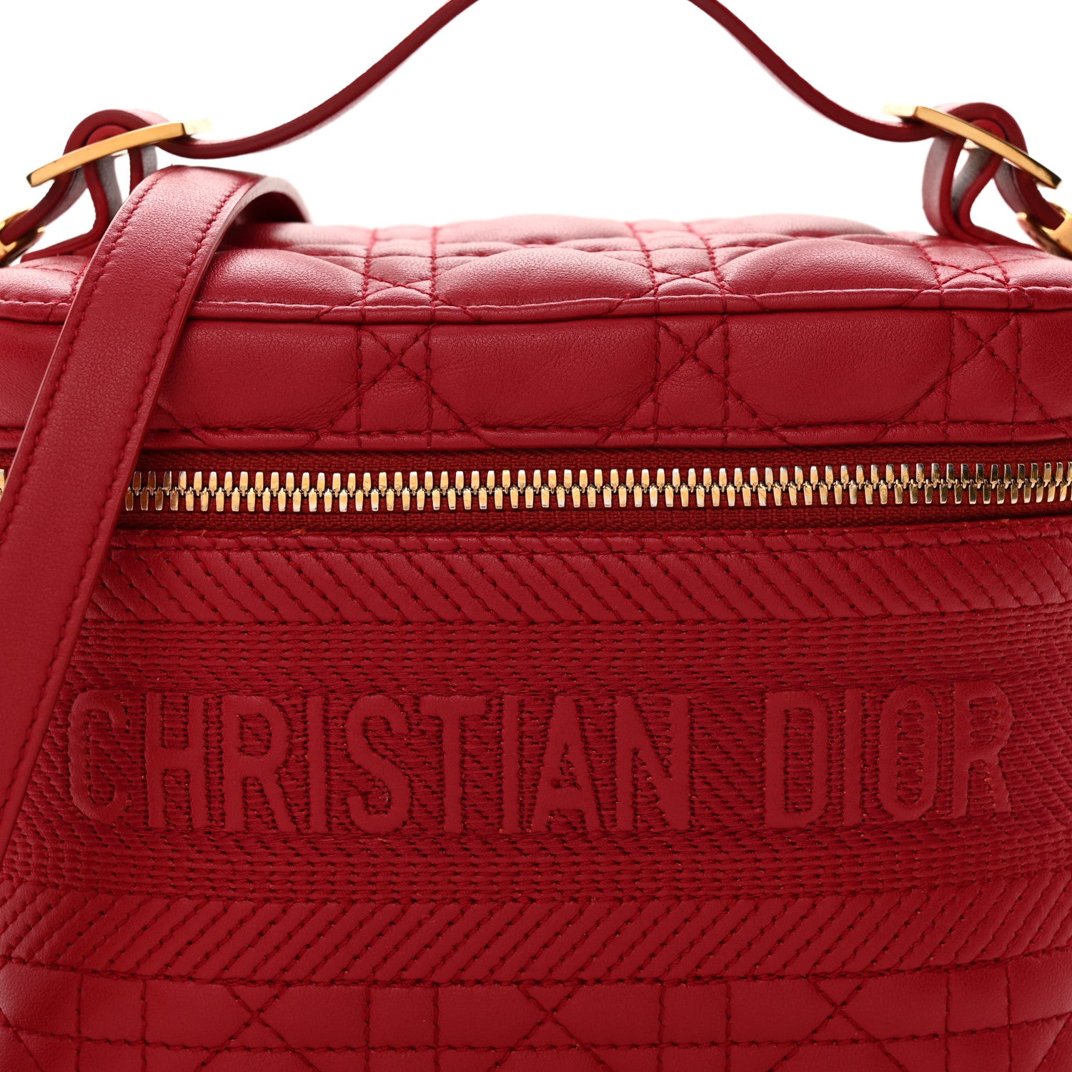 Christian Dior Lambskin Cannage Small Diortravel Vanity Case  Red 8 of 10