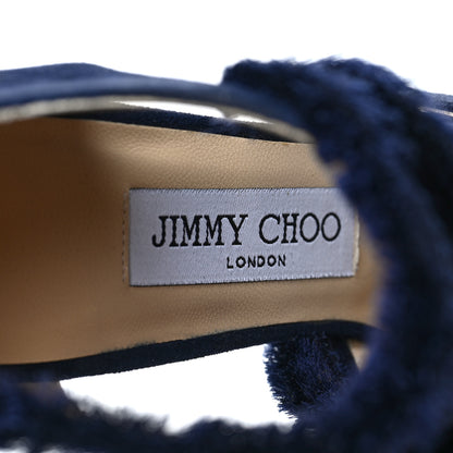 Jimmy Choo Suede Satin Kiki 100 Sandal 36.5 Navy Mix 7 of 9