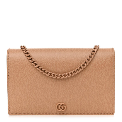 Gucci Dollar Calfskin Enamel Monochrome Mini GG Marmont Chain Wallet Camelia 1 of 10