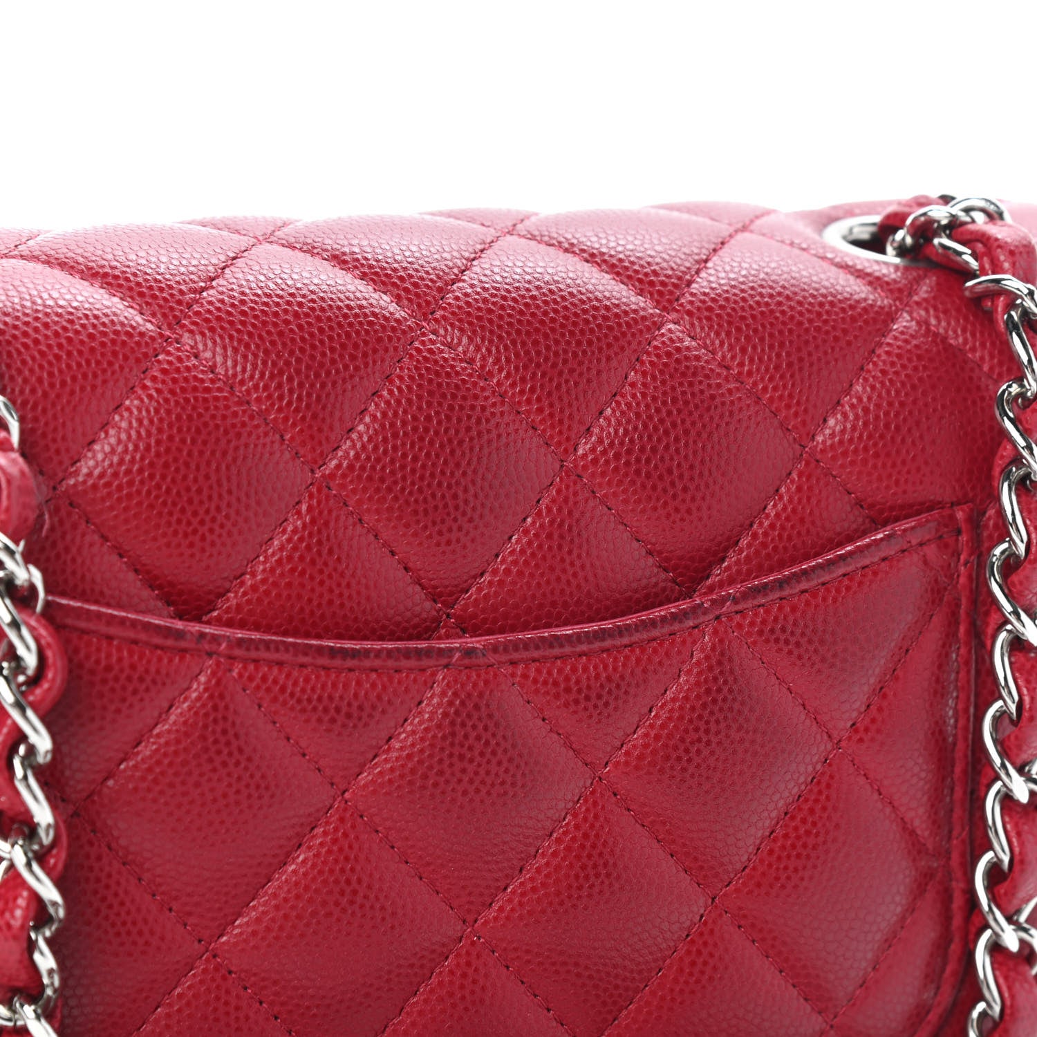 Chanel Caviar Quilted Mini Rectangular Flap Dark Pink 10 of 10
