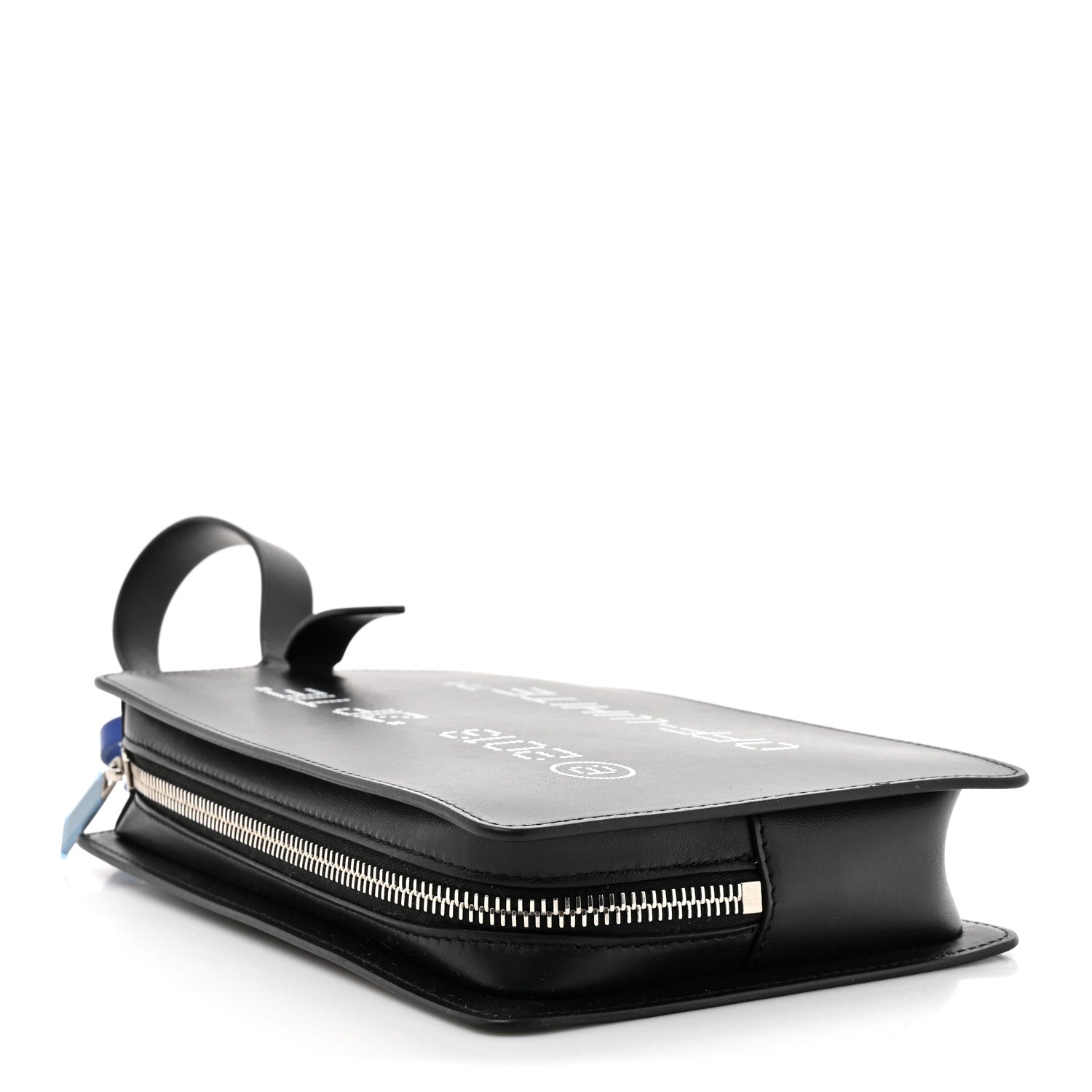 Off-White Calfskin Medium Zip Tie Clutch Black 4 of 9
