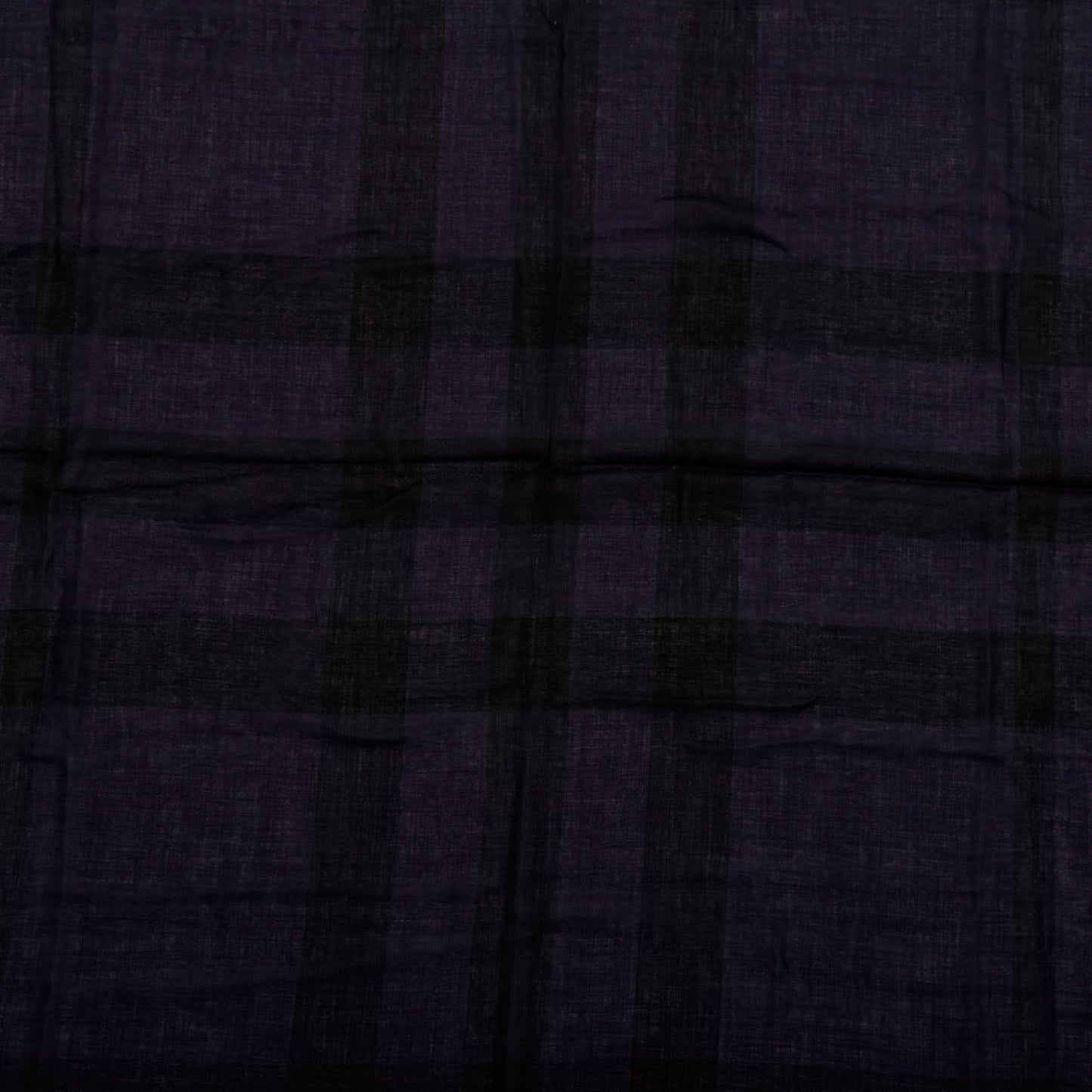 Modal Wool Overdyed Chambray Check Square Scarf Dark Purple