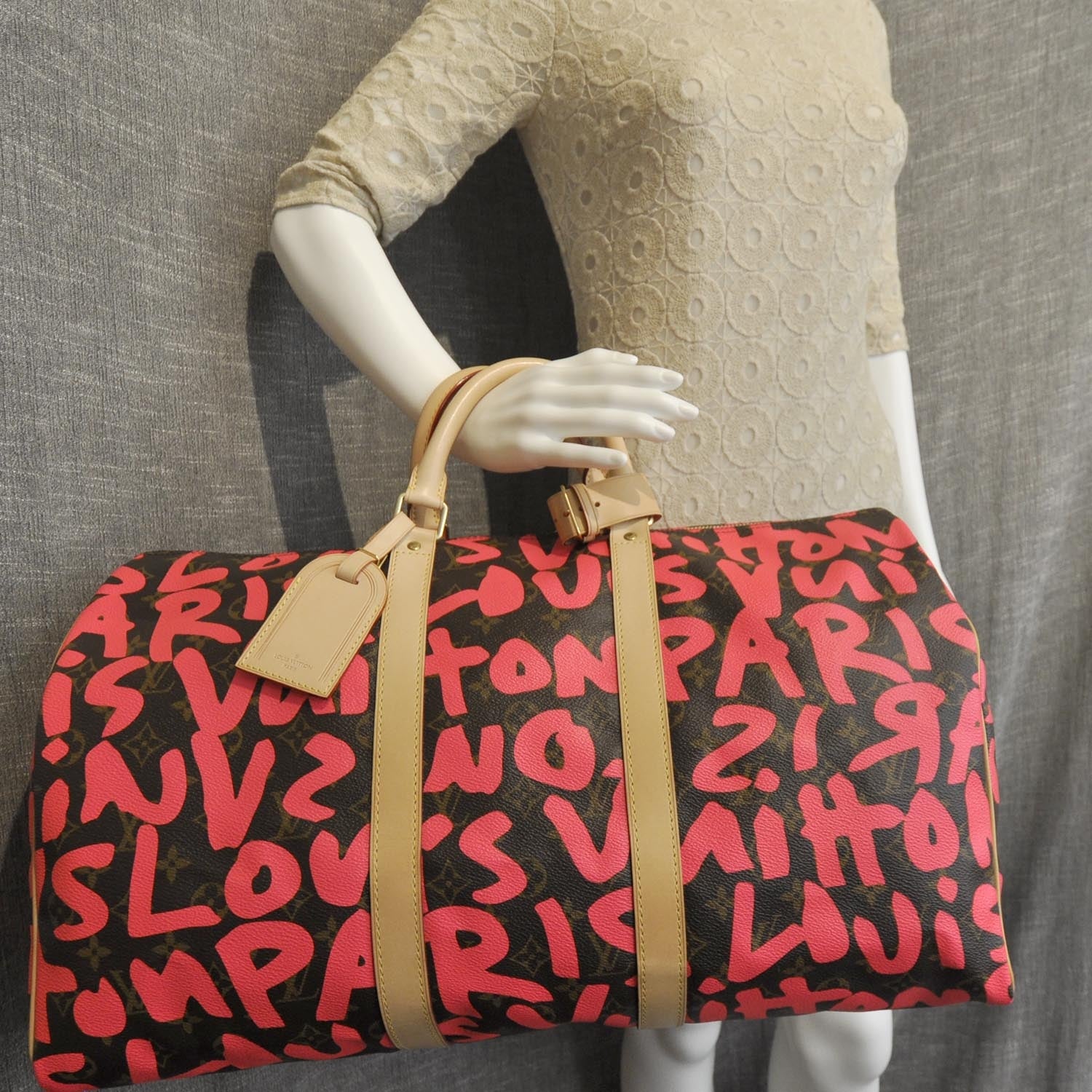 Louis Vuitton Monogram Graffiti Keepall 50 Fuchsia 2 of 8