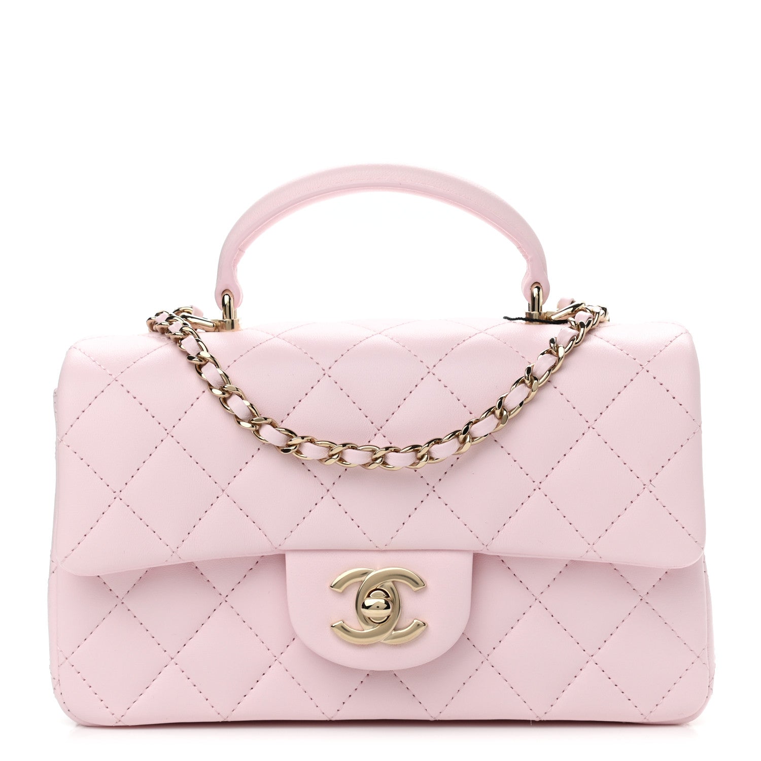 Chanel Lambskin Quilted Mini Top Handle Rectangular Flap Light Pink 1 of 11