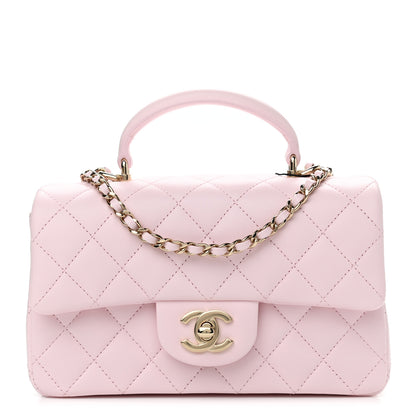 Chanel Lambskin Quilted Mini Top Handle Rectangular Flap Light Pink 1 of 11