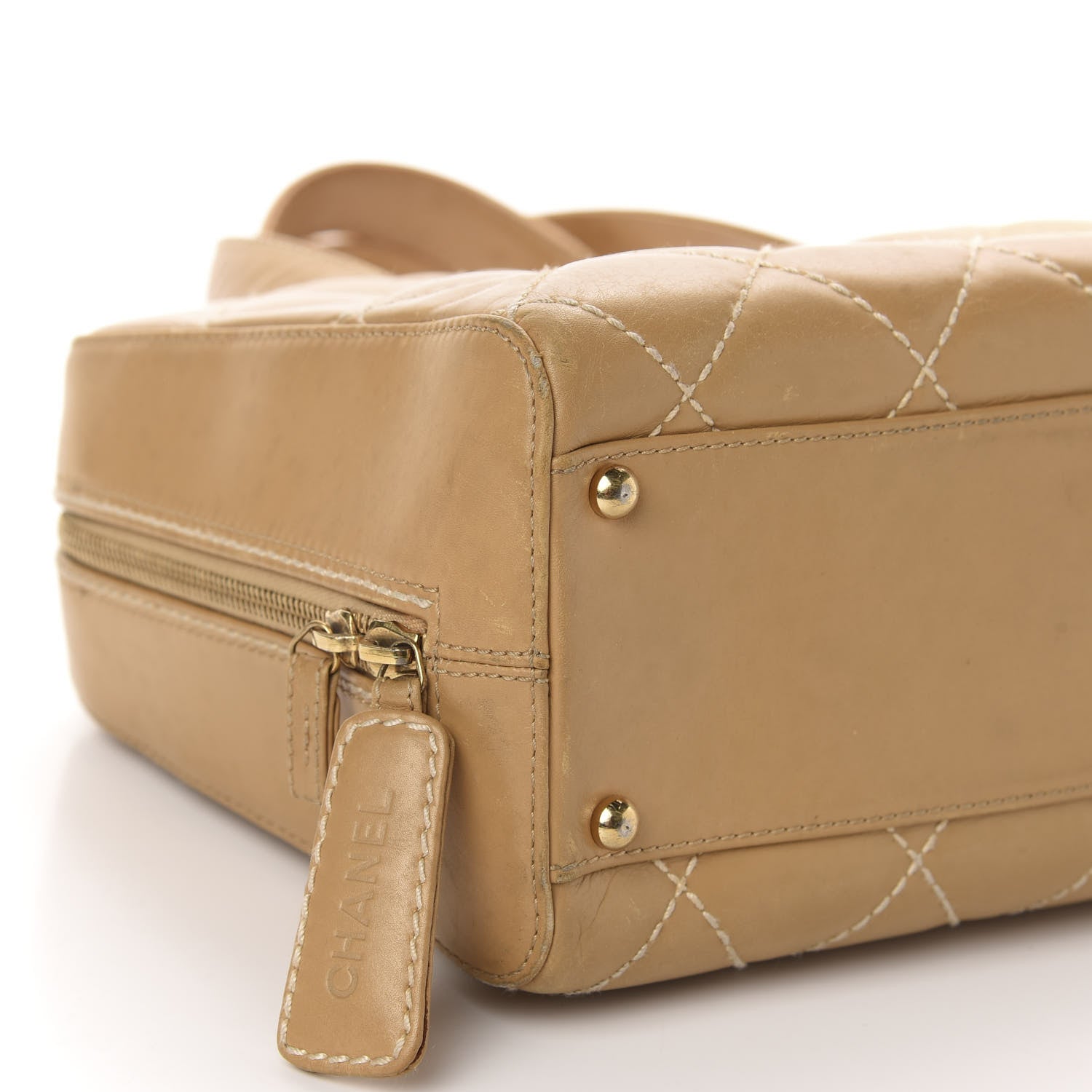 Chanel Calfskin Wild Stitch Top Handle Bag Beige 6 of 11